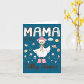 Mama Silly Goose Eerste Verjaardag Illustratie Kaart (Gele Bloem)