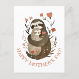 Mama Sloth & Baby Waterverf Happy Moederdag Briefkaart