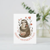 Mama Sloth & Baby Waterverf Happy Moederdag Briefkaart (Staand voorkant)