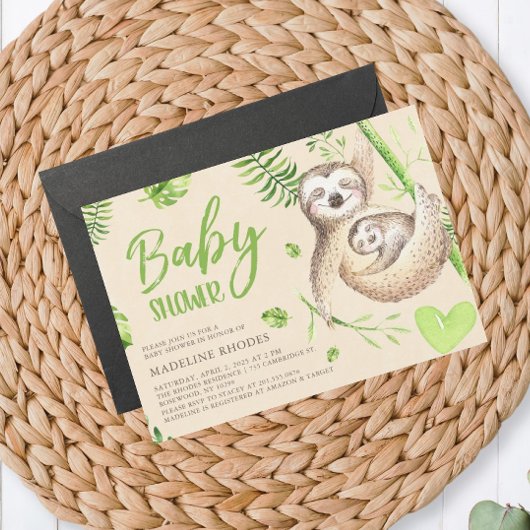 Mama Sloth en Baby Sloth Baby shower Kaart