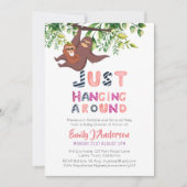 Mama SLOTH hangt gewoon rond het roze babymeisje Kaart (Voorkant)