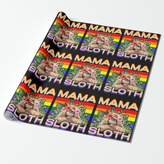 Mama Sloth LGBTQ Rainbow Flag Gay Pride Ally Gay Cadeaupapier (Uitgerold)