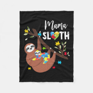 Mama Sloth Puzzle Piece Autism Awareness Autism Mo Fleece Deken