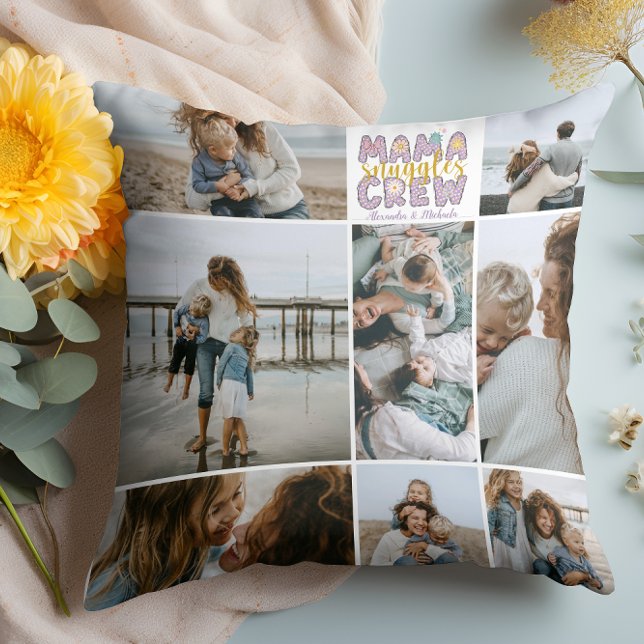 Mama Snuggle Crew Floral 8 Photo Collage Kussen (Creator heeft geüpload)
