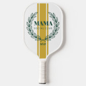 Mama Social Club Monogram Wreath Preppy Stripes Pickleball Paddle (Achterkant)