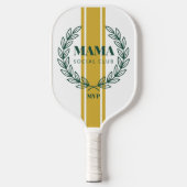 Mama Social Club Monogram Wreath Preppy Stripes Pickleball Paddle (Voorkant)