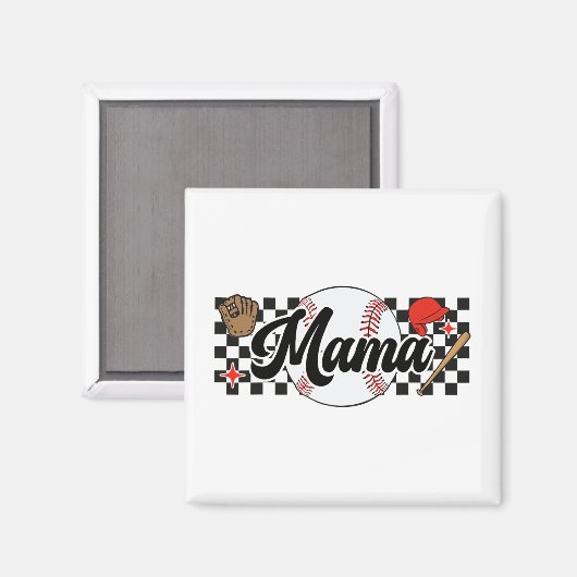 Mama Spel Dag Vibes Moederdag Vrouwen Honkbal Moed Magneet (Voorkant / Achterkant)