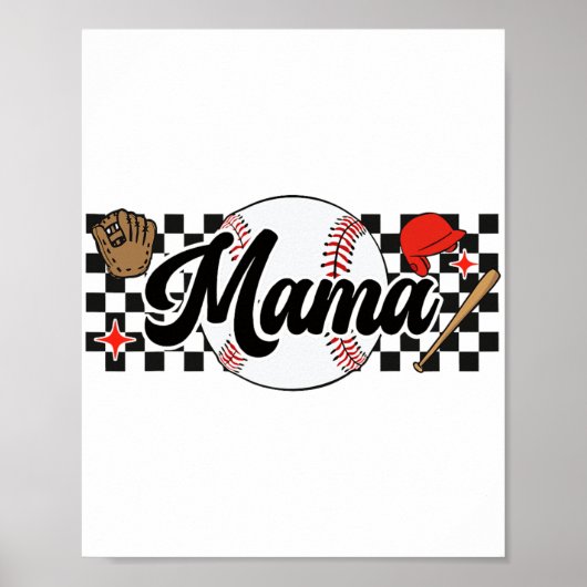 Mama Spel Dag Vibes Moederdag Vrouwen Honkbal Moed Poster (Voorkant)