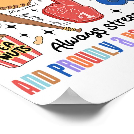 Mama Spel Dag Vibes Moederdag Vrouwen Honkbal Moed Poster (Hoek)