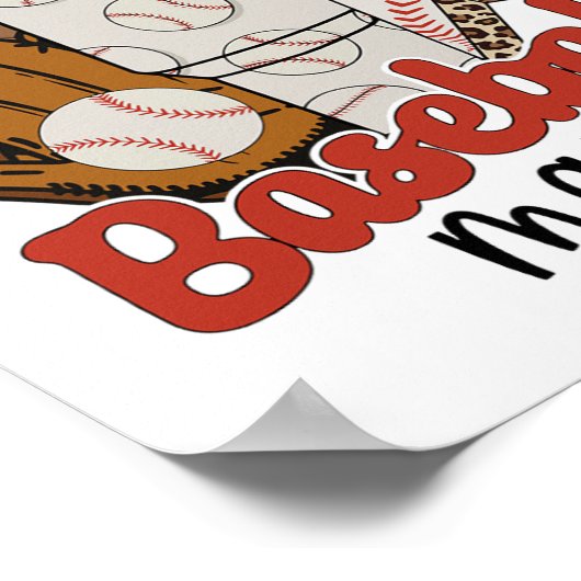 Mama Spel Dag Vibes Moederdag Vrouwen Honkbal Moed Poster (Hoek)