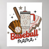 Mama Spel Dag Vibes Moederdag Vrouwen Honkbal Moed Poster (Voorkant)