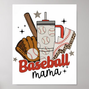 Mama Spel Dag Vibes Moederdag Vrouwen Honkbal Moed Poster