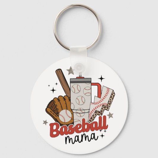 Mama Spel Dag Vibes Moederdag Vrouwen Honkbal Moed Sleutelhanger (Voorkant)