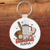 Mama Spel Dag Vibes Moederdag Vrouwen Honkbal Moed Sleutelhanger (Voorkant)