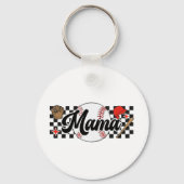 Mama Spel Dag Vibes Moederdag Vrouwen Honkbal Moed Sleutelhanger (Voorkant)