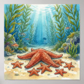 Mama Starfish and Babies Nursery Poster (Voorkant)