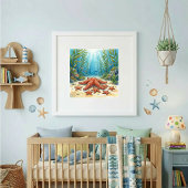 Mama Starfish and Babies Nursery Poster