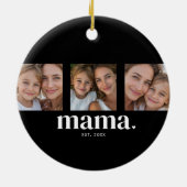 Mama Stelde Moderne Zwarte 3 Foto Keramisch Ornament (Achterkant)