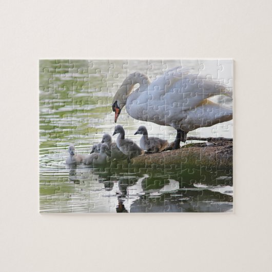Mama Swan en haar zeven cygnets Legpuzzel (Horizontaal)