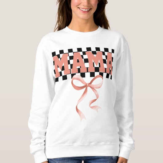 Mama Sweatshirt, Roze Mama Coquette Bow Sweatshirt (Voorkant)