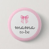 Mama Te Worden Roze Strikje Ronde Button 5,7 Cm (Voorkant)