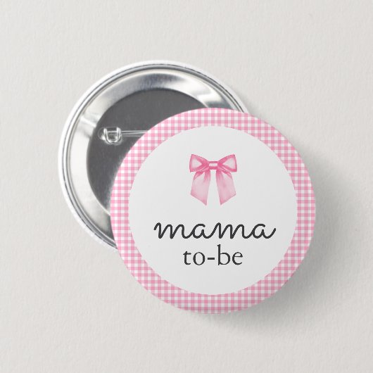 Mama Te Worden Roze Strikje Ronde Button 5,7 Cm (Voorkant /achterkant)
