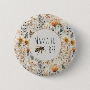 Mama te worden stoffig blauw bloemenbaby shower ronde button 5,7 cm