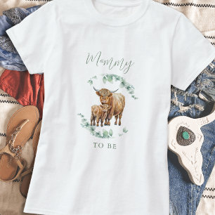 Mama te zijn Boho Greenery Highland Koe T-shirt