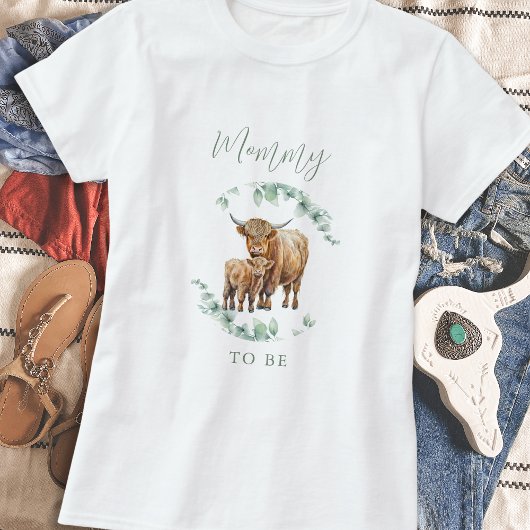 Mama te zijn Boho Greenery Highland Koe T-shirt