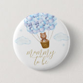Mama te zijn Teddy Bear Blue Boy Baby shower Ronde Button 5,7 Cm (Voorkant)