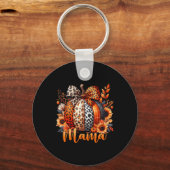 Mama Thanksgiving Leopard Pompoen Zonnebloem Coque Sleutelhanger (Voorkant)