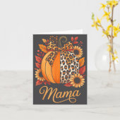 Mama Thanksgiving Leopard Pumpkin Sunflower Coquet Kaart (Gele Bloem)