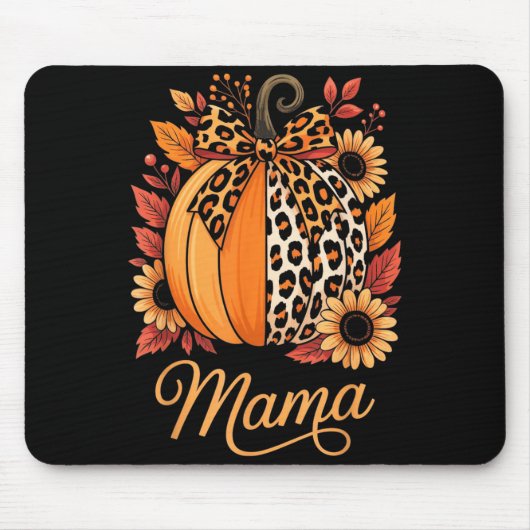 Mama Thanksgiving Leopard Pumpkin Sunflower Coquet Muismat (Voorkant)