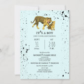 Mama Tiger Blue Boy Baby shower Invitation Kaart (Voorkant)