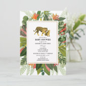 Mama Tiger Botanical Baby shower Invitation Kaart (Staand voorkant)