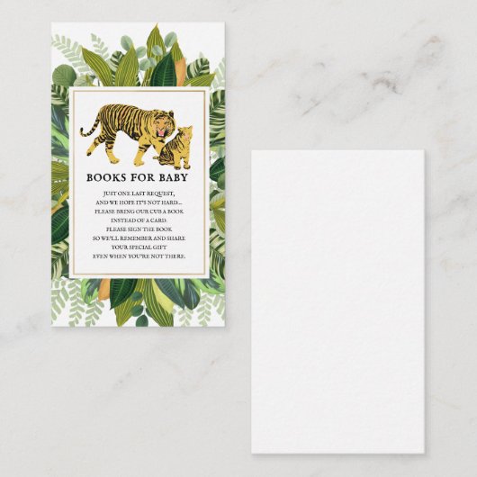 Mama Tiger Greenery Baby shower Book Request Enclo Informatiekaartje (Voorkant / Achterkant)