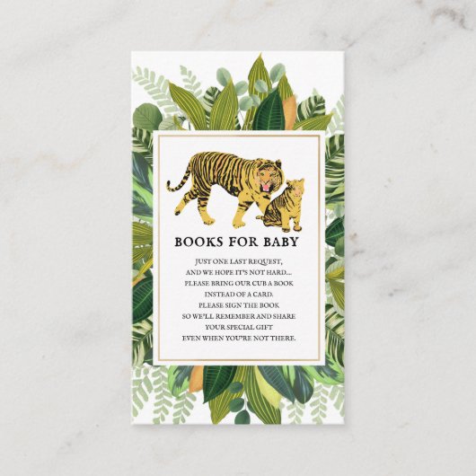 Mama Tiger Greenery Baby shower Book Request Enclo Informatiekaartje (Voorkant)