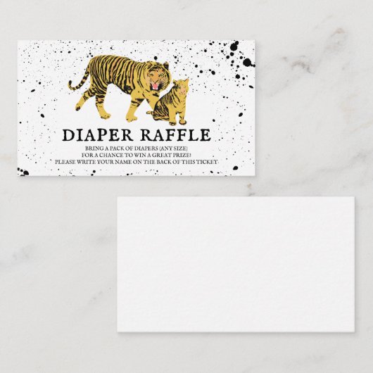 Mama Tiger Neutral Baby shower Diaper Raffle Informatiekaartje (Voorkant / Achterkant)