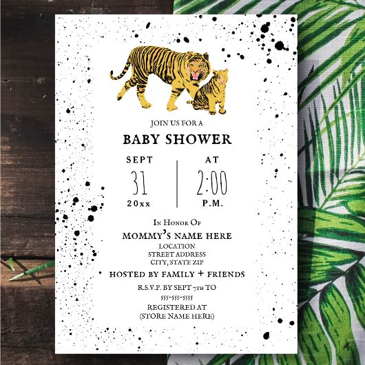 Mama Tiger Neutral Baby shower Invitation Kaart