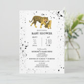 Mama Tiger Neutral Baby shower Invitation Kaart (Staand voorkant)