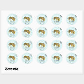 Mama Tiger Paint Splatter Blue Boy Baby shower Ronde Sticker (Vel)