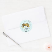 Mama Tiger Paint Splatter Blue Boy Baby shower Ronde Sticker (Envelop)