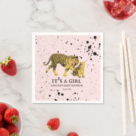 Mama Tiger Paint Splatter Pink Girl Baby shower Servet