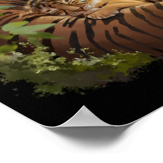 Mama tijger en baby tijger die slaapt poster (Hoek)