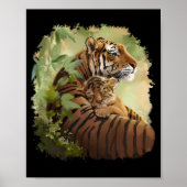 Mama tijger en baby tijger die slaapt poster (Voorkant)