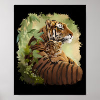 Mama tijger en baby tijger die slaapt