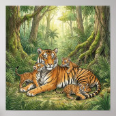 Mama Tijger en Welpen Nursery Poster (Voorkant)