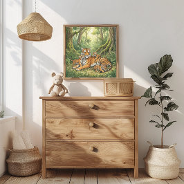 Mama Tijger en Welpen Nursery Poster