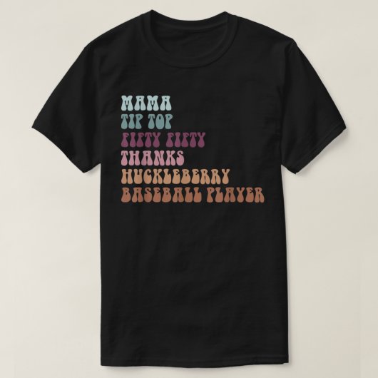 Mama Tip-Top 50 Bedankt Huckleberry Baseba T-shirt (Design voorkant)