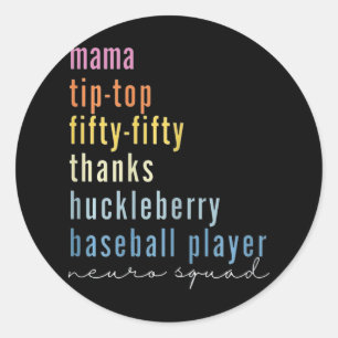 Mama Tip Top 50 Bedankt Huckleberry Baseball Pla Ronde Sticker
